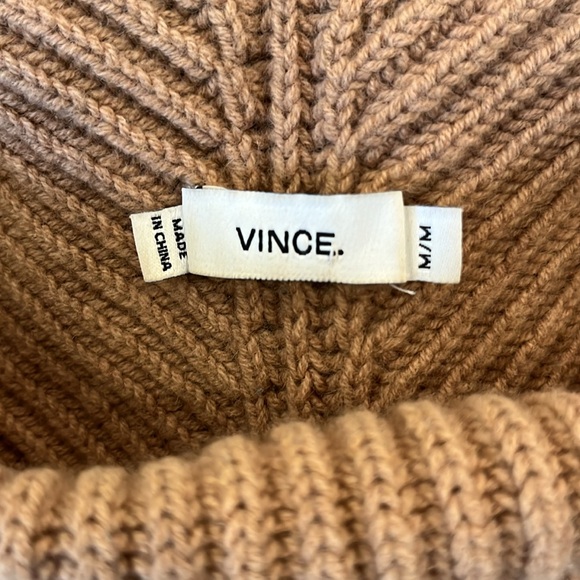 EUC Vince wool and cashmere blend light brown turtleneck sleeveless tunic - Picture 9 of 11